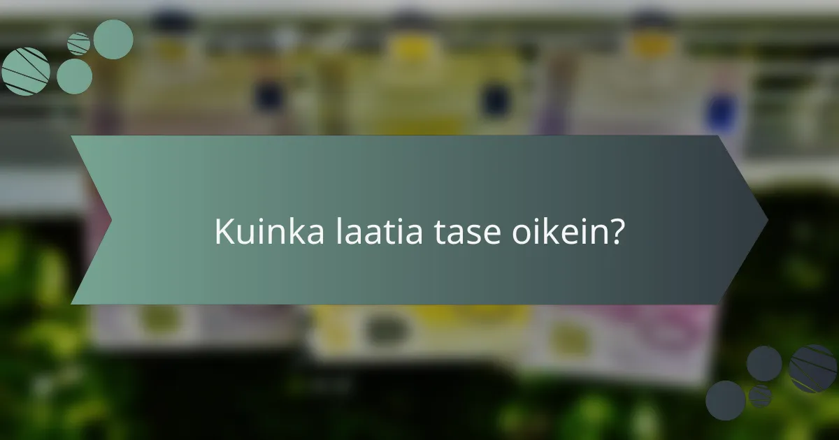 Kuinka laatia tase oikein?