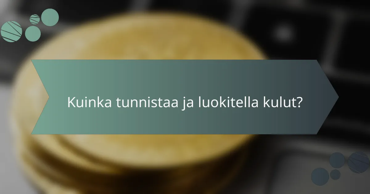 Kuinka tunnistaa ja luokitella kulut?