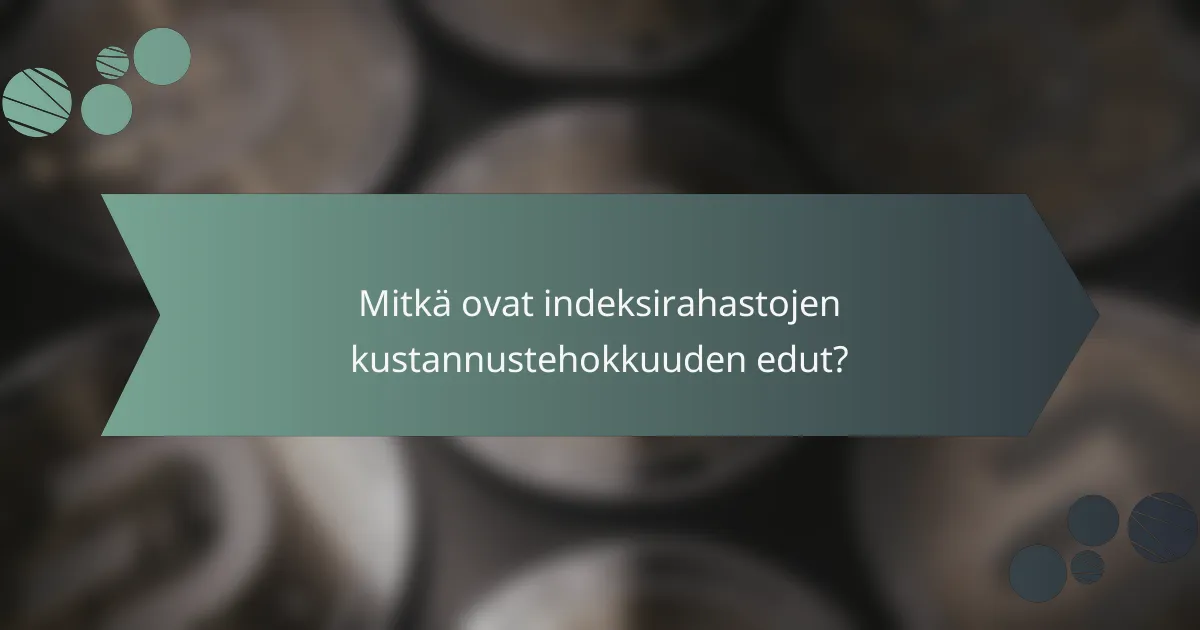 Mitkä ovat indeksirahastojen kustannustehokkuuden edut?